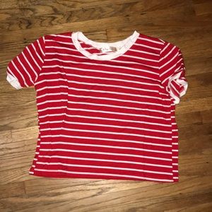 Red and White Crop Top